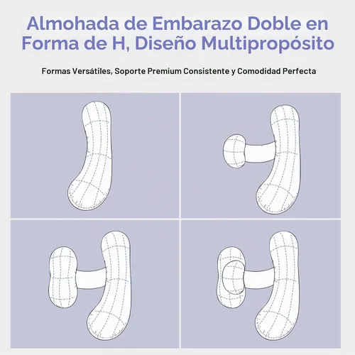 Vista 6 de Almohadas de embarazo para dormir de lado, almohada ajustable de apoyo para el vientre y la espalda, almohada de maternidad de cuerpo completo