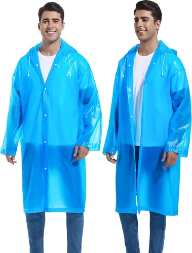 Vista 53 de 2 abrigos de lluvia de Borogo para adultos, chaquetas de lluvia reutilizables para hombres y mujeres