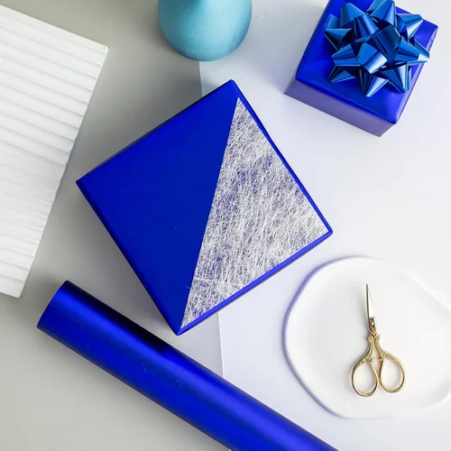 Vista 5 de Flyhill Rollo de papel de regalo azul marino metálico, 17 pulgadas x 32.8 pies (46.8 pies cuadrados), color sólido para cumpleaños, boda, baby