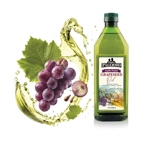 Vista 4 de Papa Palermo Aceite de semilla de uva para cocinar, prensado en frío y prensado en expulsor, aceite de cocina de alto punto de humo con sabor neutro