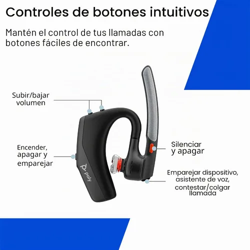 Vista 7 de Poly Voyager Legend 30 - Auriculares Bluetooth con micrófono - Boom discreto y 4 micrófonos con cancelación de ruido - Tecnología WindSmart