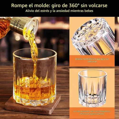 Vista 4 de Juego de 2 vasos de whisky de 11 onzas, vaso de bourbon, vasos de rocas