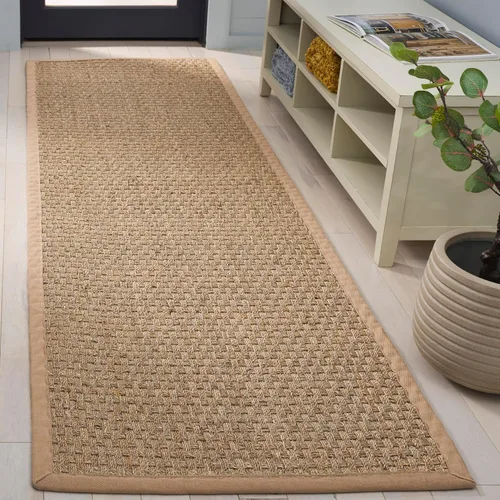 Vista 40 de SAFAVIEH Natural Fiber Collection NF114A - Alfombra de pasillo de hierba marina con patrón de tejido de cesta y borde, de 2 pies 6 pulgadas x 16