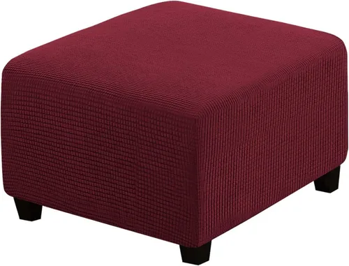 Vista 10 de ADPON Fundas otomanas cuadradas, fundas otomanas, protector de taburete de almacenamiento plegable, parte inferior elástica, tela jacquard de Negro
