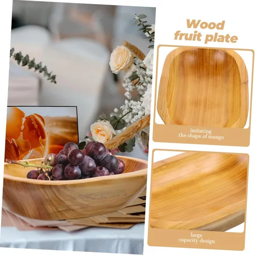 Vista 5 de TIDTALEO Bandejas de comida de decoración de madera Bandeja de fruta Tazón de pan de madera Bandeja pequeña Bandeja de madera Frutero de madera