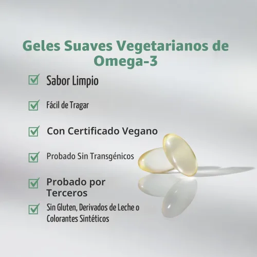 Vista 5 de Nordic Naturals DHA de algas – 60 geles suaves – 500 mg Omega-3 DHA – Aceite de algas vegano certificado – DHA a base de plantas – Soporte