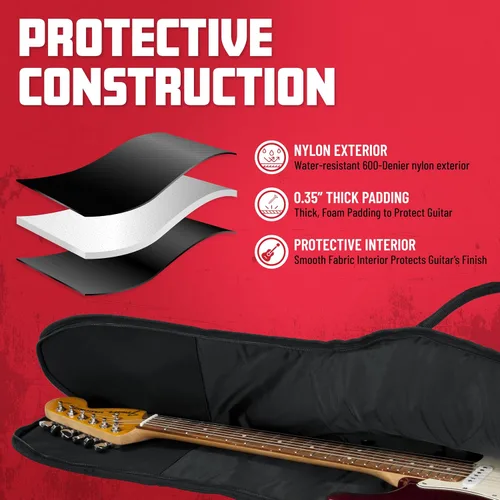 Vista 2 de Gator Cases Funda para Bajo con Espuma Acolchada, Se Adapta a Bajos Jazz y Precision de hasta 46.5" de Largo (GBE-BASS)