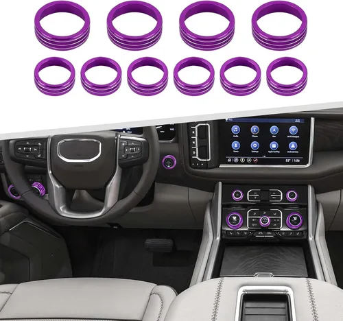 Vista 11 de Para cubierta de perilla Silverado 2019+, consola central botón de volumen de radio, anillo de moldura del aire acondicionado (AC) para Chevy