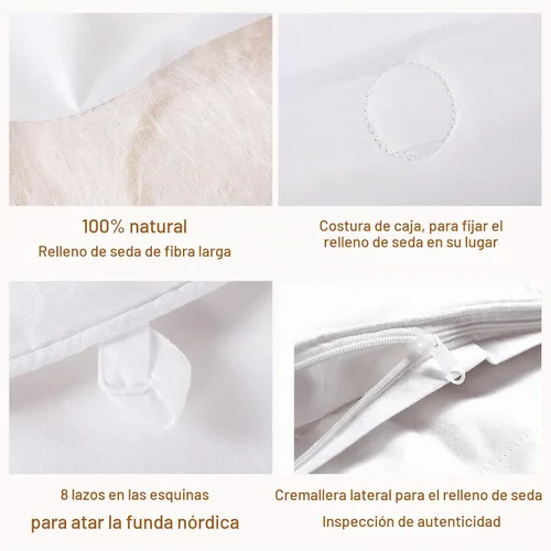 Vista 3 de LilySilk Edredón de seda para todas las estaciones, relleno de hilo de seda 100% con funda de algodón 100% (individual