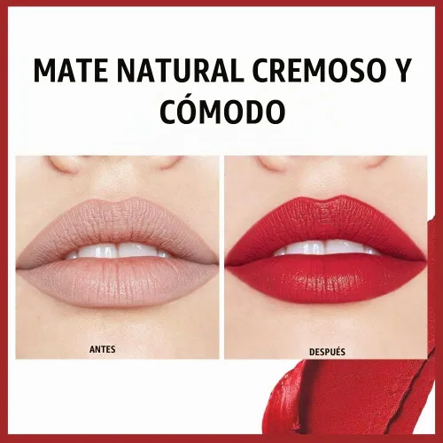 Vista 4 de evpct Lápiz labial mate aterciopelado rojo rubí para mujeres mayores, de larga duración, cremoso y sedoso, de larga duración, impermeable, a prueba
