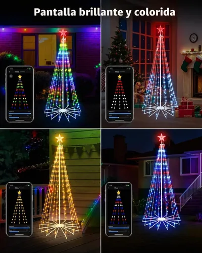 Vista 3 de Árbol de Navidad inteligente para exteriores de 9 pies con control de aplicación