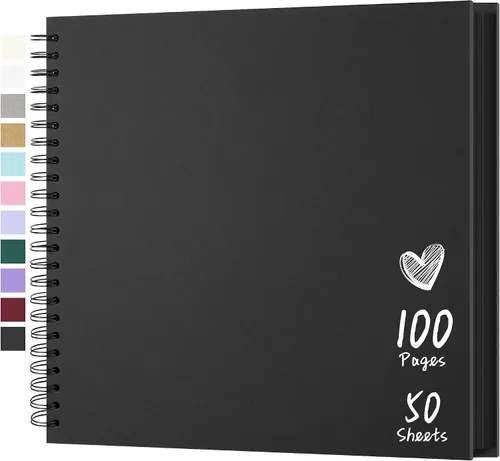 Vista 13 de Álbum de recortes de 7 x 7 pulgadas, álbum de recortes DIY de tapa dura de papel kraft, álbumes de fotos, 40 páginas, perfecto para fotos de 4 x 6