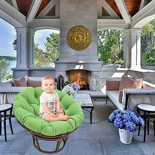 Vista 2 de HUHJYUGE Cojín de asiento para cesta colgante de 16 x 16 pulgadas, cojín para silla de columpio suave, cojín redondo para silla de huevo colgante