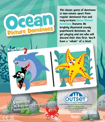 Vista 2 de Picture Dominoes: juego de juego con temática oceánica para preescolares, contiene 36 dominó - para 2 o más jugadores a partir de 3 años de edad