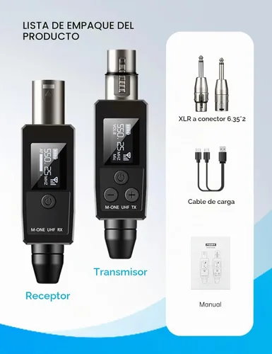 Vista 9 de EBJ Sistema de micrófono inalámbrico UHF transmisor XLR inalámbrico y receptor para micrófonos dinámicos/capacitivos, fuente de alimentación Phantom