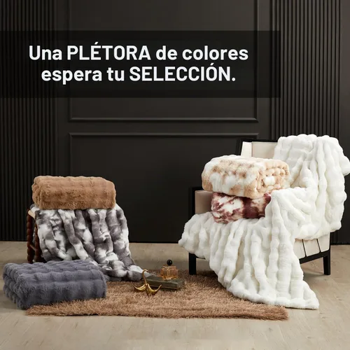 Vista 7 de SAPHREAS Manta de piel sintética para sofá, manta mullida de burbujas para sofá, cama, sala de estar, decoración, regalo suave y acogedor