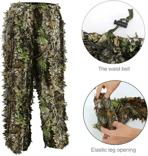 Vista 3 de Ghillie Traje de camuflaje al aire libre Caza Camo Halloween Cosplay Traje Woodland 3D Hoja Caza Traje