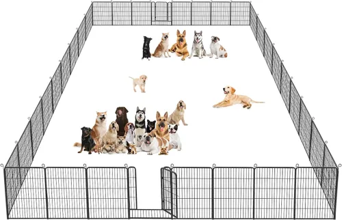 Vista 14 de Corralito para perros, 32 pulgadas, 10 paneles cerca para perros de exterior, corral para perros de interior antióxido, corral para mascotas