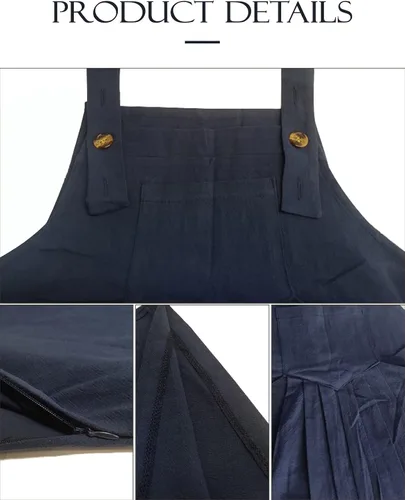 Vista 6 de BQDCQB Women's Linen Overalls Adjustable Straps Sleeveless Loose Bib Wide Leg Casual Jumpsuit