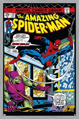 Vista 8 de Marvel Comics Spider-Man - Póster de pared Amazing Spider-Man #137, 22.4 pulgadas de largo x 14.7 pulgadas de ancho, versión enmarcada de madera