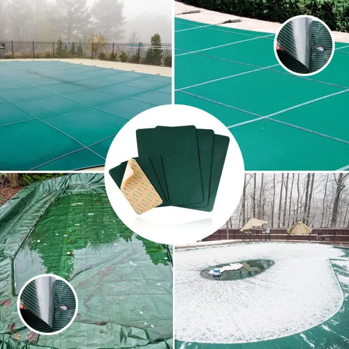 Vista 7 de TOYMIS Parches de protección para piscina de 12 x 8 pulgadas / 4 x 8 pulgadas, de malla verde, autoadhesivos, kit de reparación para cubiertas