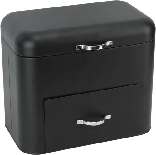 Vista 7 de Recipiente de almacenamiento de pan de hierro, mantenga el recipiente de pan casero de hierro de gran capacidad para encimera (negro)