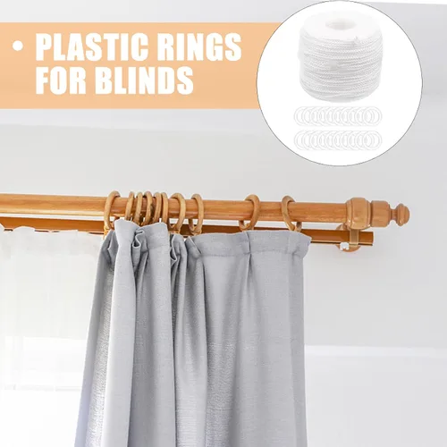 Vista 9 de Uonlytech Accesorios de cortina, cortinas romanas, persianas blancas, 1 juego de persianas, cuerda de elevación, anillo romano de repuesto, cortina