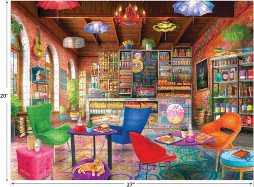 Vista 5 de RoseArt - My Happy Place - Boho Coffeshop - Rompecabezas de 750 piezas para adultos