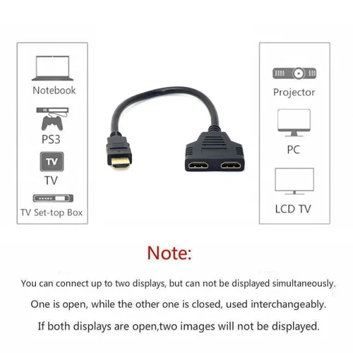 Vista 4 de chenyang Adaptador de cable de extensión de interruptor divisor HDMI 1 a 2 con conector micro y mini HDMI