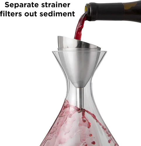 Vista 4 de Rabbit Embudo Aireador de Vino con Colador de Sedimentos, Acero Inoxidable