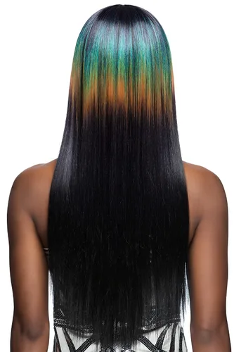 Vista 3 de Vivica A. Fox Espectro, encaje frontal HD, línea de cabello prearrancada, resistente al calor, largo y liso, multicolor, peluca de encaje natural