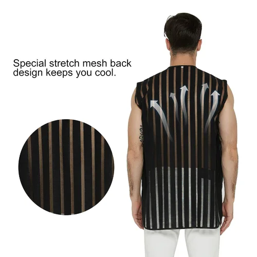 Vista 2 de PERFEHAIR Chaleco estilista de peluquero para hombres, chaqueta de peluquería de peluquería de peluquería, ropa de bata-negro