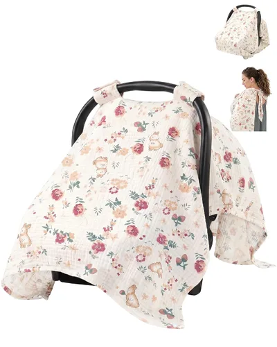 Vista 13 de Metplus - Funda para asiento de automóvil de muselina para bebés, 100% algodón Funda transpirable para asiento de automóvil para bebé, para Cereal