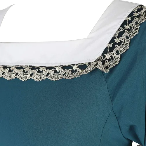 Vista 4 de Parlsdy Vestido renacentista para mujer, disfraz medieval de pirata, campesina