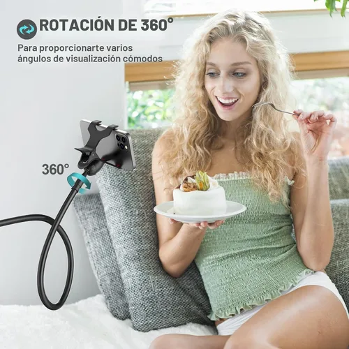 Vista 3 de Soporte de teléfono de cuello de cisne para cama, soporte flexible para teléfono celular con brazo perezoso, soporte de abrazadera ajustable 360