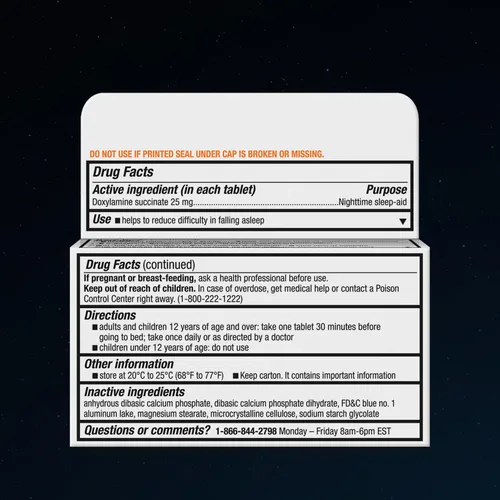 Vista 2 de Unisom SleepTabs, Ayuda nocturna para dormir, succinato de doxilamina, 48 tabletas