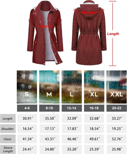 Vista 6 de BBX Lephsnt Impermeable ligero para mujer. Impermeable para actividades en exteriores.