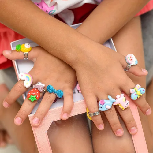 Vista 8 de nutty toys Anillos de Joyas para Niñas Pequeñas, 24 Juego de Joyería Ajustable para Disfrazarse y Juego de Simulación para Niños, Mejores Regalos