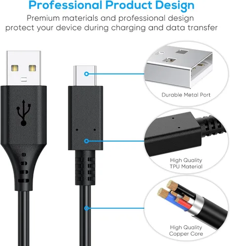 Vista 3 de Cable de carga para Nintendo Switch Fyoung, 9.8 pies de largo, de carga rápida, USB tipos A - C, cable de carga para Switch