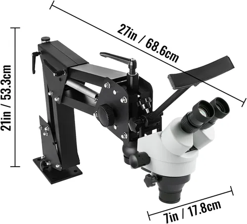 Vista 2 de VEVOR Microscopio de Espejo Microincrustado Multidireccional con Soporte de Resorte 7X-4.5X Herramientas de Joyería de Microajuste Multidireccional