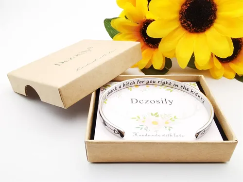 Vista 5 de Dczosily Pulseras inspiradoras para mujer, de acero inoxidable, grabadas, con mantra motivacional, regalos personalizados para mamá, hija, hermana