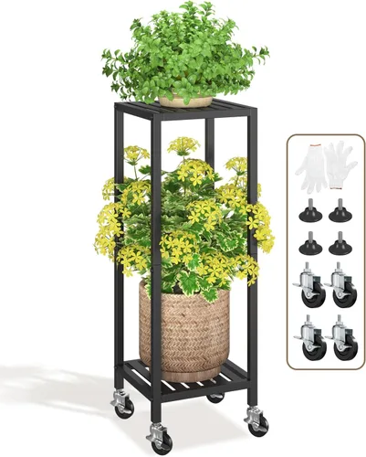 Vista 17 de LASZOLA 3 Tiers Metal Corner Plant Flower Stand Tall Indoor Outdoor, Bronze Bronce