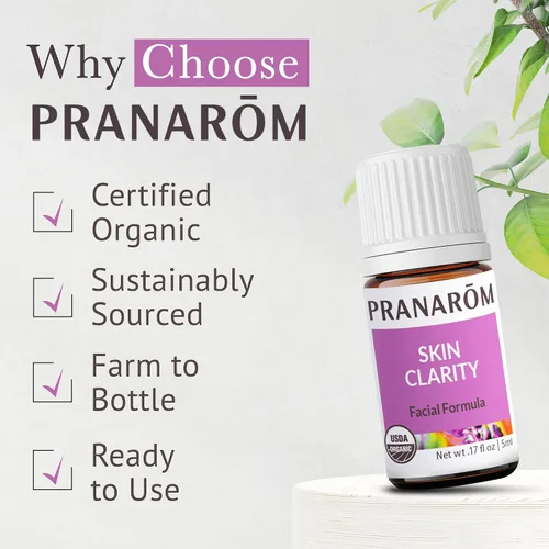 Vista 6 de Pranarom - Mezcla de aceites esenciales Claridad para la piel (0.2 fl oz) - Lavanda, árbol de té, tomillo, romero, niaouli, manzanilla y helicriso