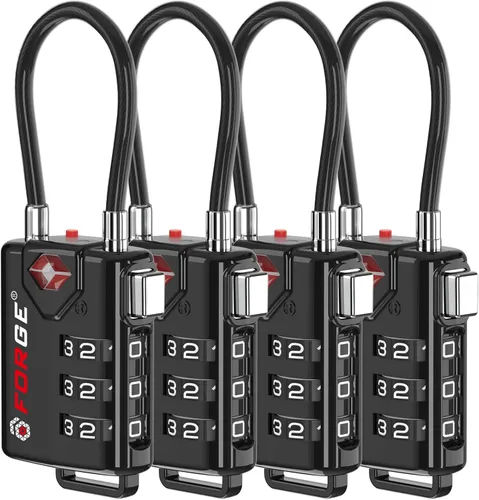 Vista 25 de Cerraduras para equipaje con cable aprobadas por la TSA, combinación reajustable con cuerpo de aleación, Moderno