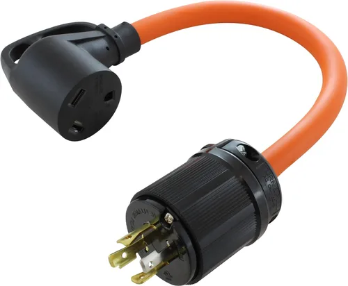Vista 12 de AC WORKS Generador a adaptador RV de 30 amperios (L5-20 20A 3 clavijas de bloqueo compacto) Amarillo