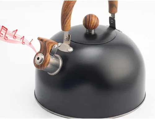 Vista 5 de Hervidor de té silbante – Hervidor de té de 3.1 cuartos de galón, tetera silbante de acero inoxidable para estufa, tetera silbato de 3 litros