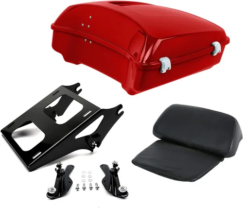 Vista 12 de Respaldo de Maletero de Equipaje King Tour Negro Brillante con Placa de Rack de Montaje Compatible con Harley Modelos Touring 2014-2025 Road Glide