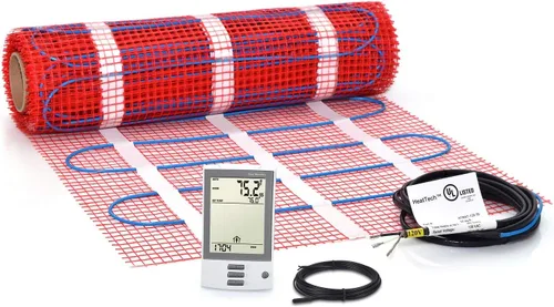 Vista 11 de Kit de alfombrillas calefactoras de suelo de 7.5 pies cuadrados de 120 V, sistema eléctrico de calefacción de suelo radiante, termostato