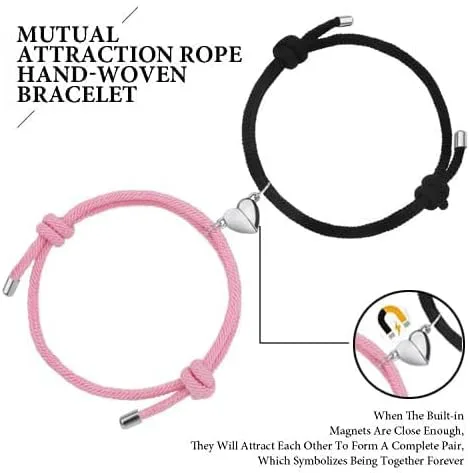 Vista 2 de Pulseras magnéticas para parejas, pulseras de atracción mutua, votos de amor eterno, pulseras de pareja ajustables, regalos de joyería expresan amor
