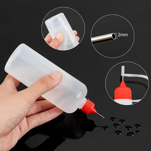 Vista 3 de BENECREAT - Juego de 12 botellas aplicadoras de punta de precisión multiusos de 4 onzas con cuentagotas y embudos de plástico, líquido de Halloween